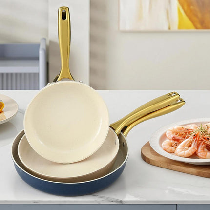 5-star Chef Frying Pan 3PCS Shades Frypan Set Ceramic Coating Multi Colour.