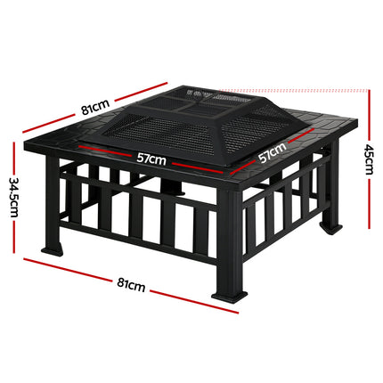 Grillz Fire Pit BBQ Grill 2-In-1 Table.