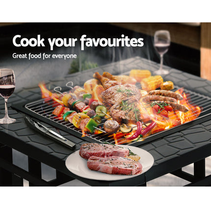 Grillz Fire Pit BBQ Grill 2-In-1 Table.