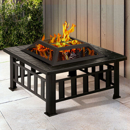Grillz Fire Pit BBQ Grill 2-In-1 Table.