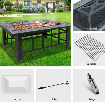 Grillz Fire Pit BBQ Grill Ice Bucket 3-In-1 Table.