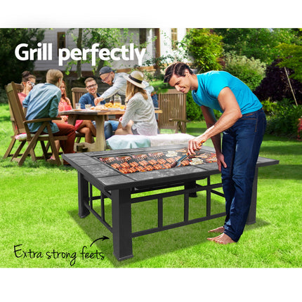 Grillz Fire Pit BBQ Grill Ice Bucket 3-In-1 Table.