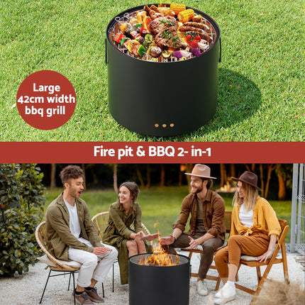 Grillz Fire Pit BBQ Portable Deep Bowl Outdoor Fireplace.