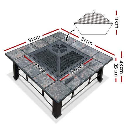 Grillz Fire Pit BBQ Grill Ice Bucket 4-In-1 Table.