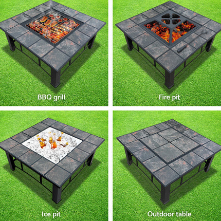 Grillz Fire Pit BBQ Grill Ice Bucket 4-In-1 Table.