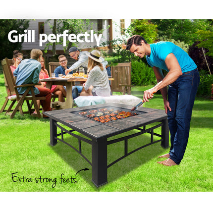 Grillz Fire Pit BBQ Grill Ice Bucket 4-In-1 Table.