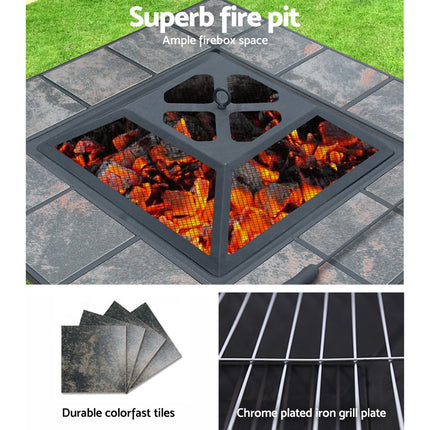 Grillz Fire Pit BBQ Grill Ice Bucket 4-In-1 Table.