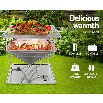 Grillz Fire Pit BBQ Grill with Carry Bag Camping.