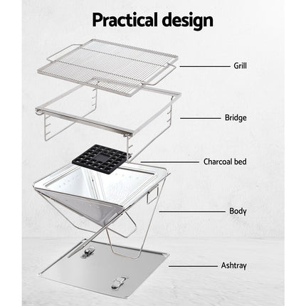 Grillz Fire Pit BBQ Grill with Carry Bag Camping.