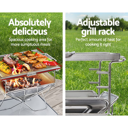 Grillz Fire Pit BBQ Grill with Carry Bag Camping.