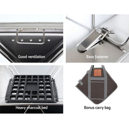 Grillz Fire Pit BBQ Grill with Carry Bag Camping.