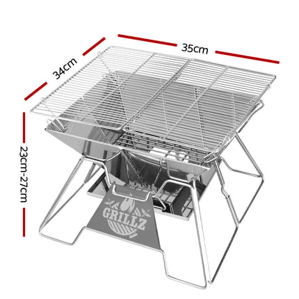 Grillz Fire Pit BBQ Grill with Carry Bag Portable.
