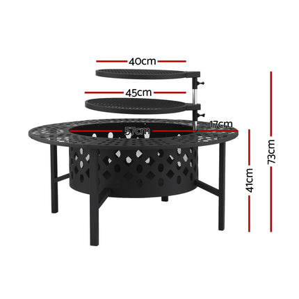 Grillz Fire Pit BBQ Charcoal Smoker Portable Mesh Pits Outdoor Camping Fireplace.