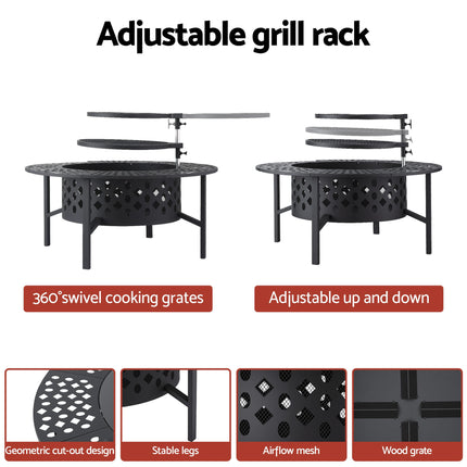 Grillz Fire Pit BBQ Charcoal Smoker Portable Mesh Pits Outdoor Camping Fireplace.