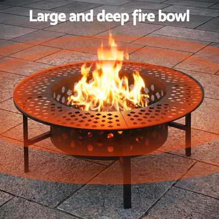 Grillz Fire Pit BBQ Charcoal Smoker Portable Mesh Pits Outdoor Camping Fireplace.