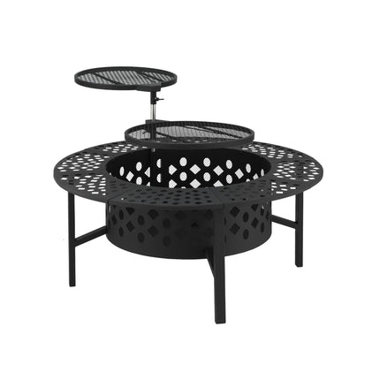Grillz Fire Pit BBQ Charcoal Smoker Portable Mesh Pits Outdoor Camping Fireplace.