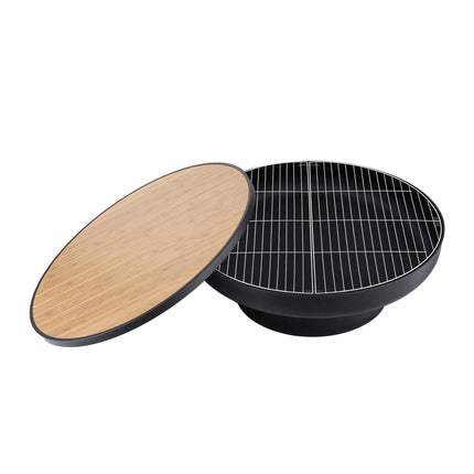 Grillz Fire Pit Table with Lid Deep Fire Bowl Wood Burning BBQ Grill for Backyard Camping Patio Picnic.