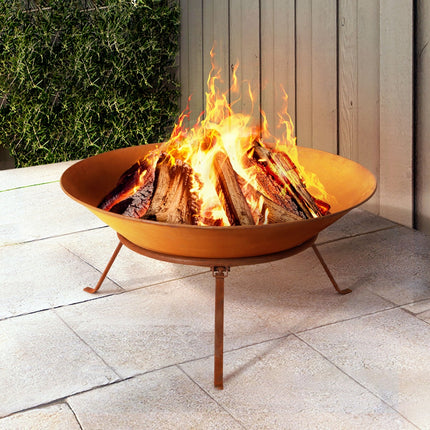 Grillz 70cm Fire Pit Rustic Iron Bowl Outdoor.