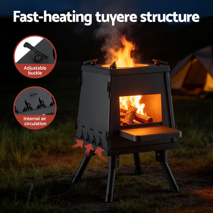 Grillz Fire Pit BBQ Portable Outdoor Fireplace Metal Camping Stove for Boiling Water, BBQ, Picnics.