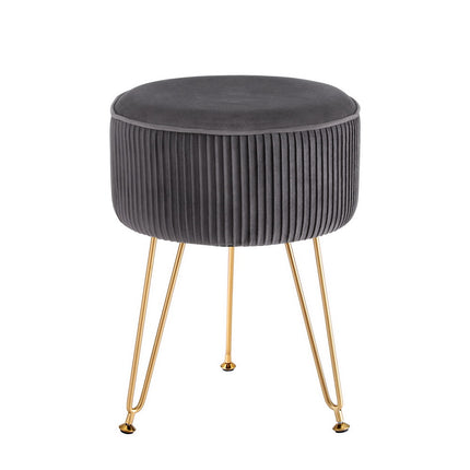 Artiss Ottoman Foot Stool Vanity Velvet Round Grey.