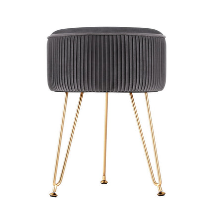 Artiss Ottoman Foot Stool Vanity Velvet Round Grey.