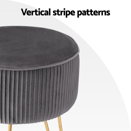 Artiss Ottoman Foot Stool Vanity Velvet Round Grey.