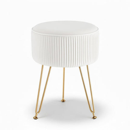 Artiss Ottoman Foot Stool Vanity Velvet Round White.