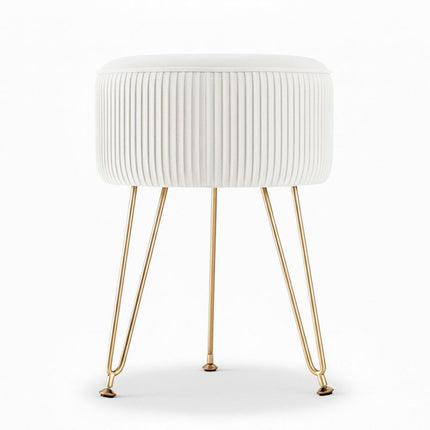 Artiss Ottoman Foot Stool Vanity Velvet Round White.