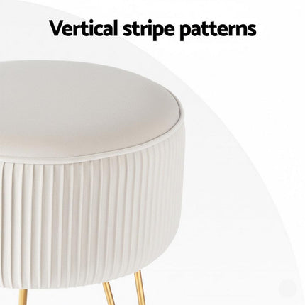 Artiss Ottoman Foot Stool Vanity Velvet Round White.