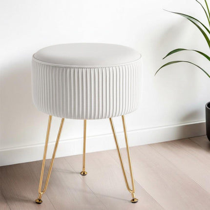 Artiss Ottoman Foot Stool Vanity Velvet Round White.