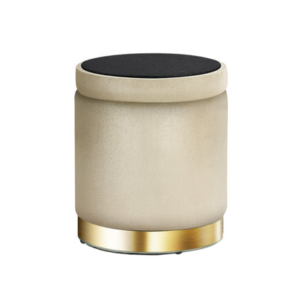 Artiss Ottoman Storage Foot Stool Round Velvet Cream.