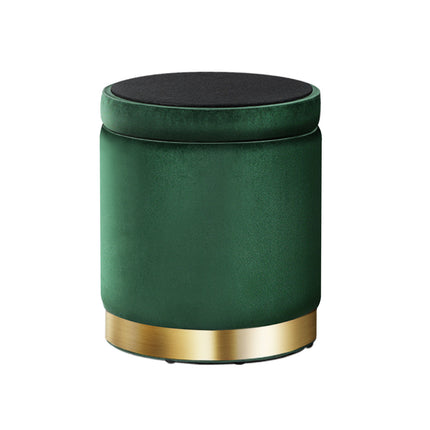 Artiss Ottoman Storage Foot Stool Round Velvet Green.