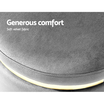 Artiss Ottoman Foot Stool Round Velvet Charcoal.