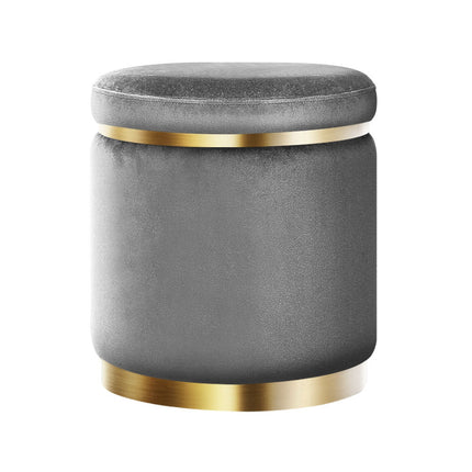 Artiss Ottoman Foot Stool Round Velvet Charcoal.