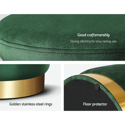 Artiss Ottoman Foot Stool Round Velvet Green.