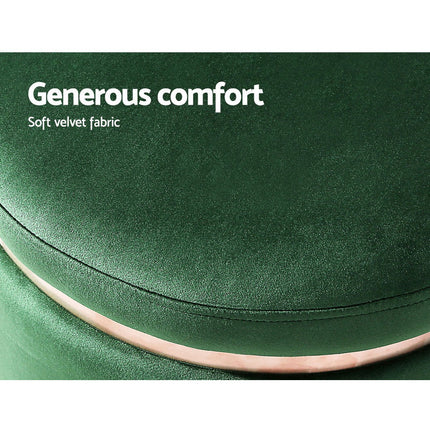 Artiss Ottoman Foot Stool Round Velvet Green.