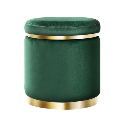 Artiss Ottoman Foot Stool Round Velvet Green.