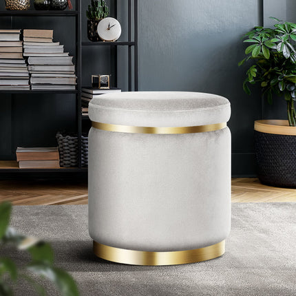 Artiss Ottoman Foot Stool Round Velvet Green.