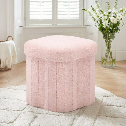 Artiss Storage Ottoman Foot Stool Foldable Pink.