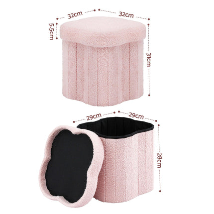 Artiss Storage Ottoman Foot Stool Foldable Pink.
