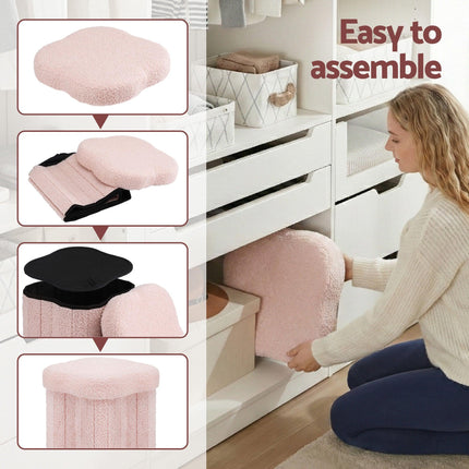 Artiss Storage Ottoman Foot Stool Foldable Pink.