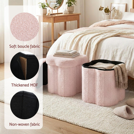 Artiss Storage Ottoman Foot Stool Foldable Pink.