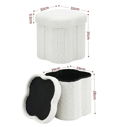 Artiss Storage Ottoman Foot Stool Foldable White.