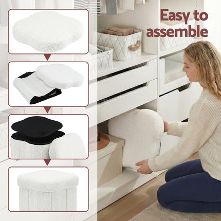 Artiss Storage Ottoman Foot Stool Foldable White.