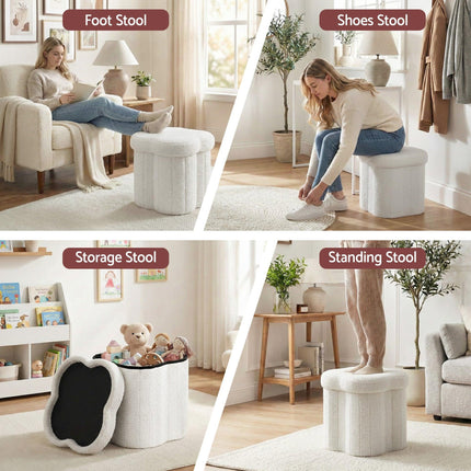 Artiss Storage Ottoman Foot Stool Foldable White.