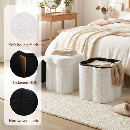Artiss Storage Ottoman Foot Stool Foldable White.