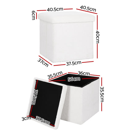 Artiss Ottoman Storage Foot Stool Vanity Square Teddy.