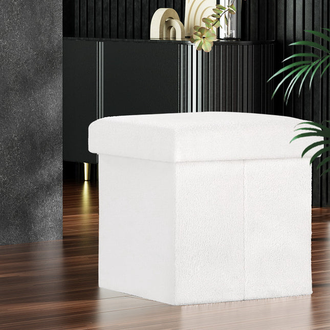 Artiss Ottoman Storage Foot Stool Vanity Square Teddy.