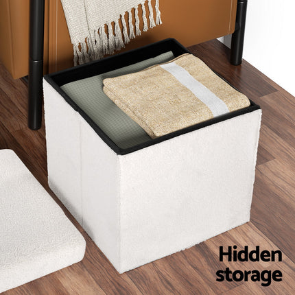 Artiss Ottoman Storage Foot Stool Vanity Square Teddy.