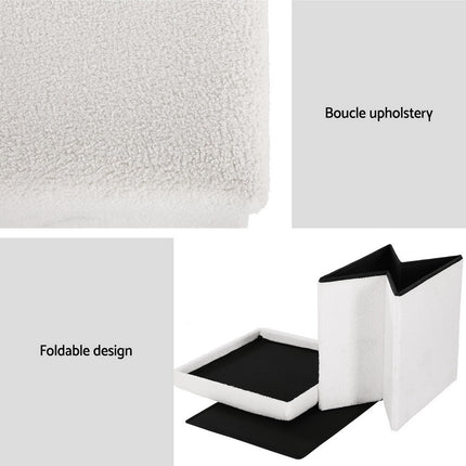Artiss Ottoman Storage Foot Stool Vanity Square Teddy.